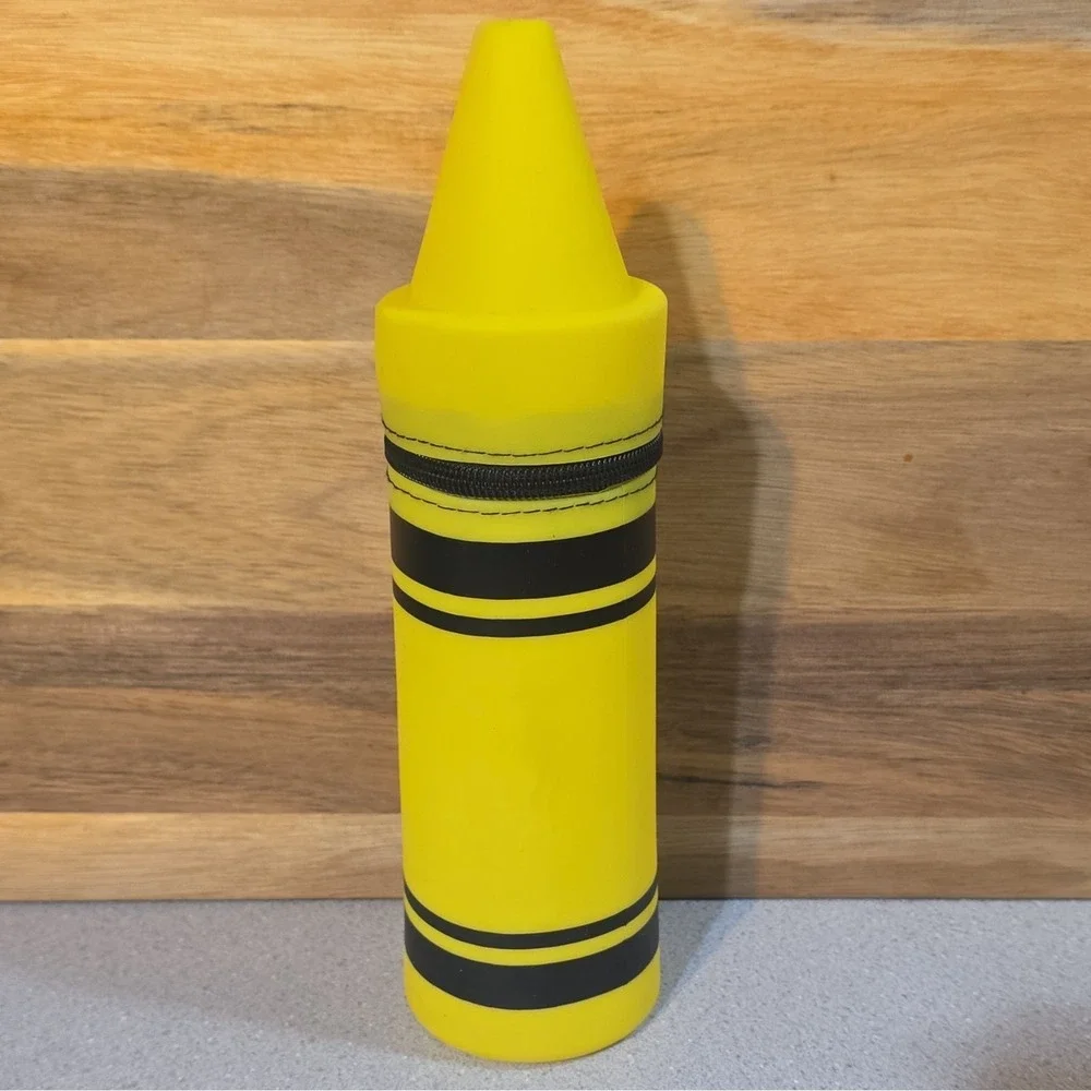 Lot of 3 Jot Crayon Silicone Zipper Pen/Pencil Cases Pouches Blue Yellow Red